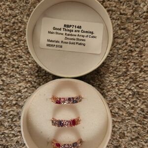 Rose Gold Plated Rainbow Cubic Zirconia Ring